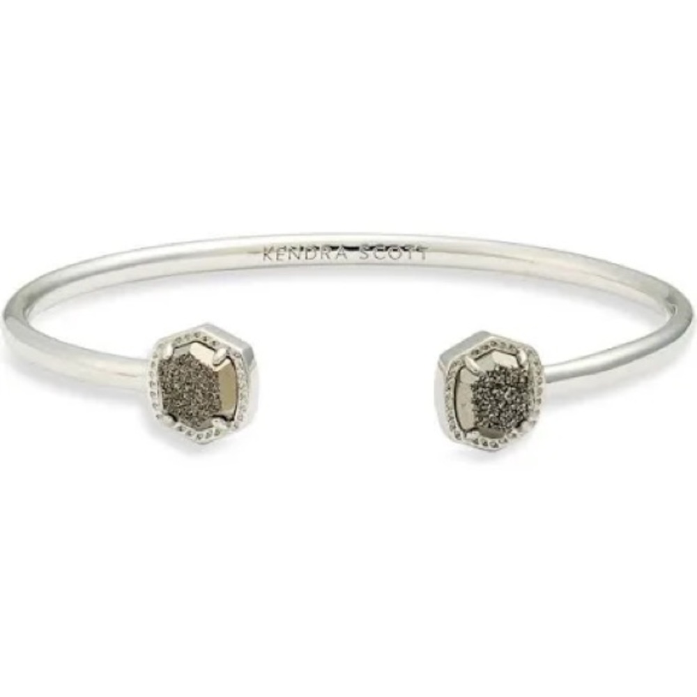 KENDRA SCOTT DAVIE SILVER PLATINUM DRUSY CUFF BRACELET